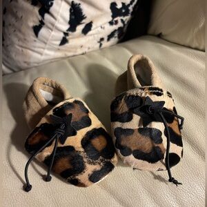 Handmade real pony hair and leather baby shoes